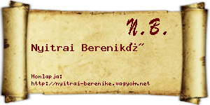 Nyitrai Bereniké névjegykártya